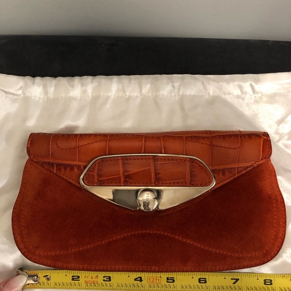 Furla croc leather and suede clutch - Picture 8 of 9